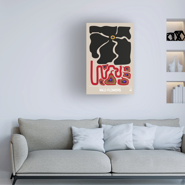 Trinx The Illustrated Book Of Wild Flowers Vol.1 Greige On Canvas Print